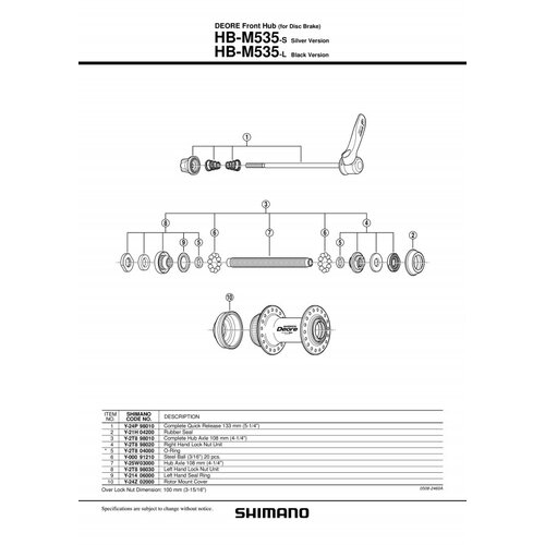Konus shimano HBM535 left lock nut unit Y2T898030 shimano Cene