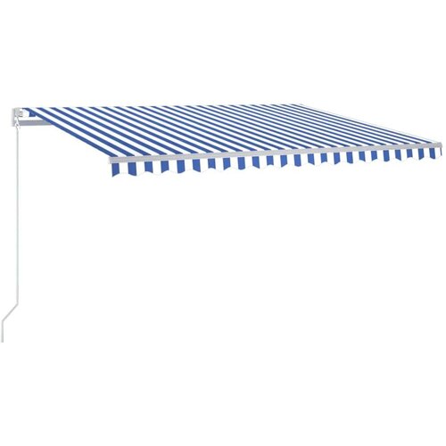  Tenda na ručno uvlačenje s LED svjetlom 450x350 cm plavo-bijela Slike