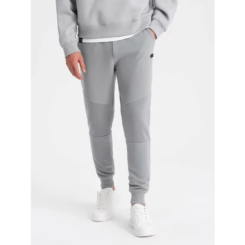 Ombre Men's sweatpants with ottoman fabric inserts - gray