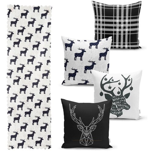 Minimalist Cushion Covers set od 4 božićne jastučnice i gazište za stol minimalističke navlake za jastuke reindeer and stars Cijene