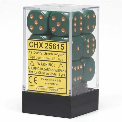 Chessex kockice - opaque - dusty green & copper (7) 16mm Cene