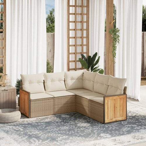 vidaXL 5-dijelni vrtni set sofa s jastucima bež od poliratana Cijene
