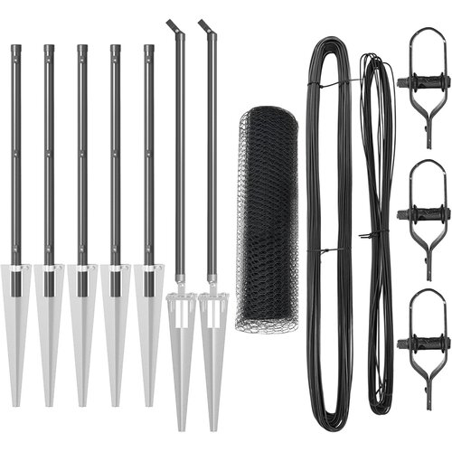 vidaXL Hexagonalna ograda Siva 0.4x10 m Čelik, Stupovi ograde s čavlom 7 kom Ø32 mm 60 cm Galvanizirani čelik Cijene