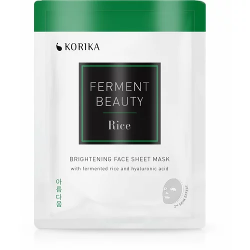 KORIKA FermentBeauty Brightening Face Sheet Mask with Fermented Rice and Hyaluronic Acid posvetlitvena maska iz platna s fermentiranim rižem in hialur