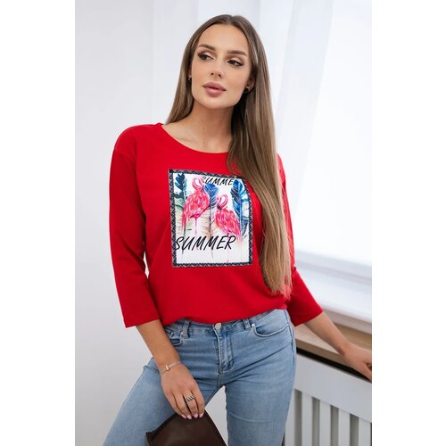 Kesi Blouse with flamingo graphics 3D red Cijene