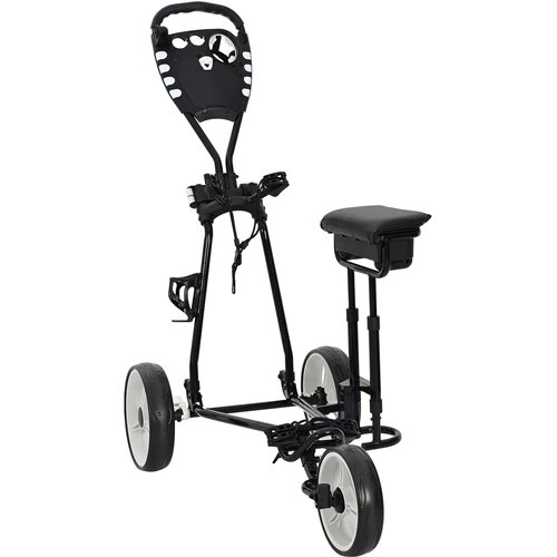 Golf Trolej s sjedi&scaron;tem Crna i bijela 100 x 60 x 130 cm Željezo Cijene