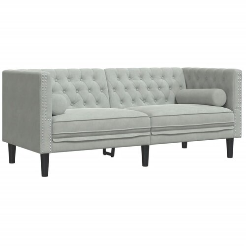 Maison Chic kavč - Sofa - Kanape chesterfield z vzglavniki dvosed svetlo siv žamet, (21727106) Cene