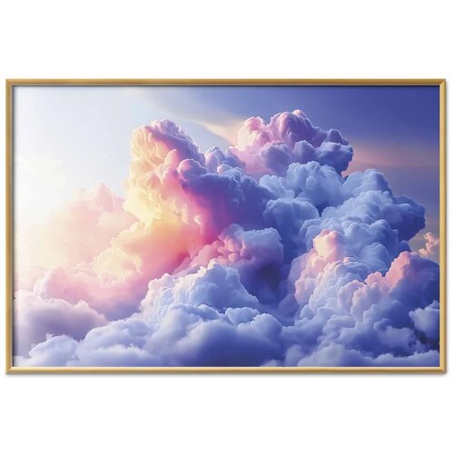  Plakat Clouds Like Painted: Artistic Dawn Brushes Painting the Sky 60x40 Zlatni okvir Slike