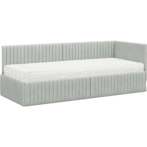  Kutni krevetni okvir s madracem 2 pcs Svjetlosiva Bar&amp;scaron;un Slike