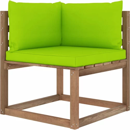 vidaXL Vrtna kutna sofa od paleta s jarko zelenim jastucima