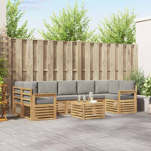  Set vanjskih sofa 8 pcs Bijela i svjetlosiva Poliester Cene