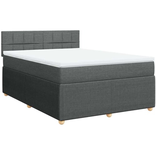 VidaXL Krevet s oprugama i madracem tamnosivi 140x190 cm od tkanine Slike