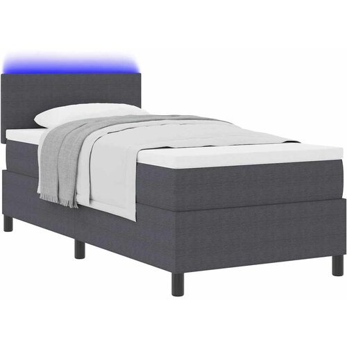  LED Box Spring Krevet Tamno siva i bijela 80 x 200 cm Slike