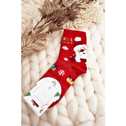 Kesi Women's socks with Santa Claus Red