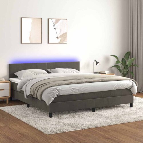  box spring s madracem LED tamnosivi 160x200 cm bar&scaron;un Cijene