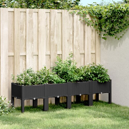  Vrtna sadilica s nogama crna 160 x 40 x 42 cm PP Cene