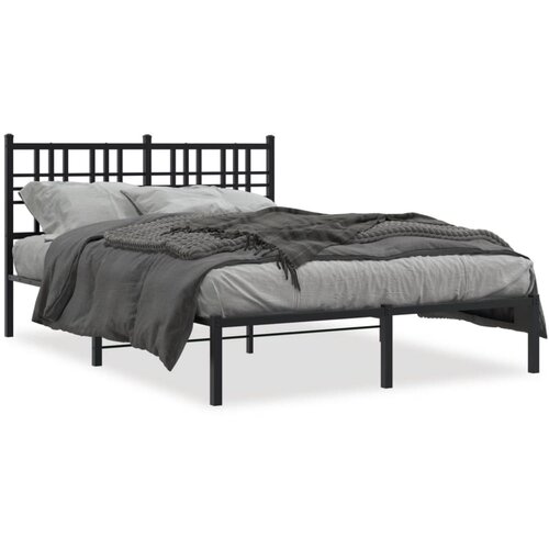VidaXL Metalni okvir za krevet s uzglavljem crni 120x190 cm Slike