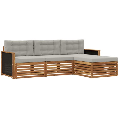 vidaXL Zunanja garnitura za sedenje 4 pcs Naravna in svetlo siva, (5000282555) Cene