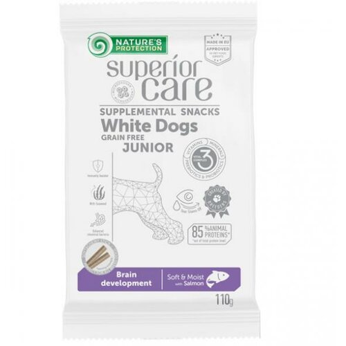 snack white dog junior poslastica sa lososom 110g Slike