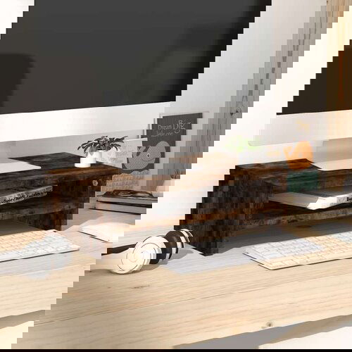 Stojalo za zaslon dimljeni hrast 42x24x13 cm konstruiran les, (20620322) Cene