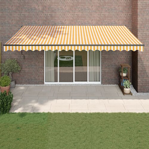 vidaXL Zložljiva tenda rumena in bela 5x3 m blago in aluminij Cene