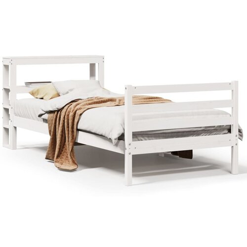vidaXL Posteljni okvir brez vzmetnice bel 90x200 cm trdna borovina Cene