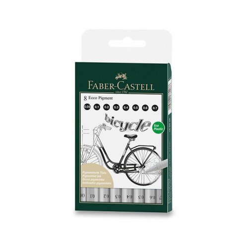 Faber-Castell Flomastri Ecco Pigment - 8 kosov, črna Cene