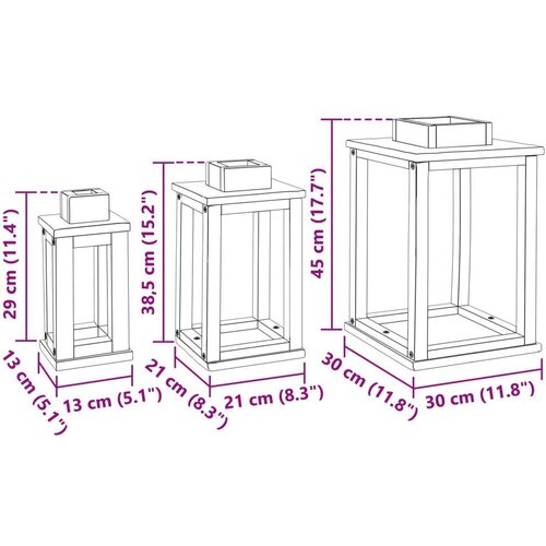  Fenjer 3 pcs Prirodna Drvo od mahagonija Slike