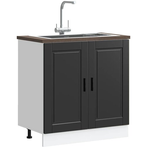 VidaXL Donji ormarić za sudoper Porto crni 80x46x81,5 cm drveni Slike