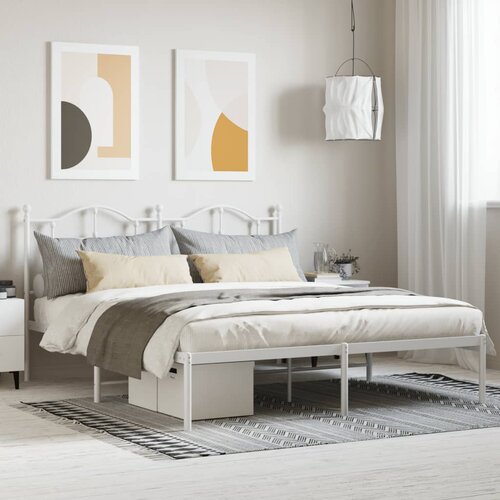  Metalni okvir za krevet s uzglavljem bijeli 180x200 cm Cijene