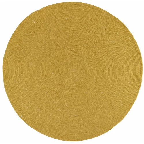 Nattiot Senf žuti ručno rađeni tepih od mješavine vune i pamuka Neethu, ø 110 cm