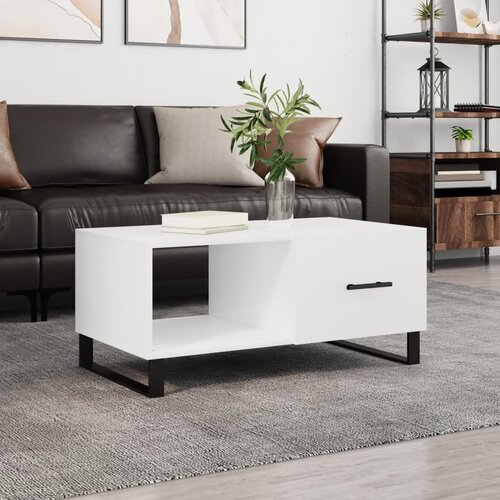 VidaXL Stolić za kavu sjajni bijeli 90 x 50 x 40 cm konstruirano drvo Slike