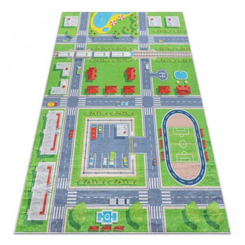 RugsX BAMBINO 2624 pralna preproga Mesto, ulice za otroke protizdrsna - zelena / siva 140x200 cm, (5000174985) Cene