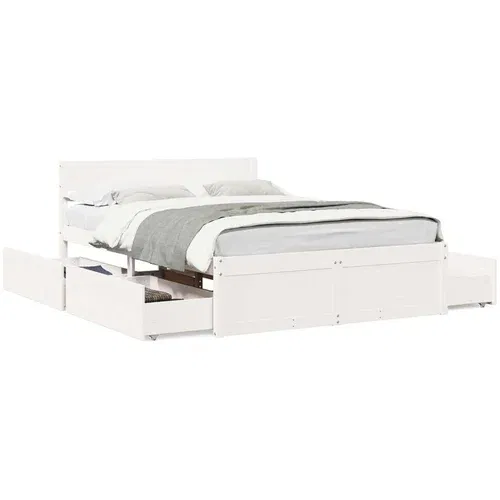 Okvir kreveta s ladicama bijeli 120 x 190 cm od borovine