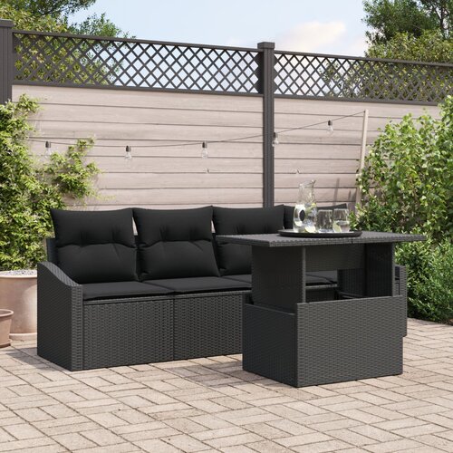 vidaXL 5-dijelni set vrtnih sofa s jastučićima crni poli ratan Cene