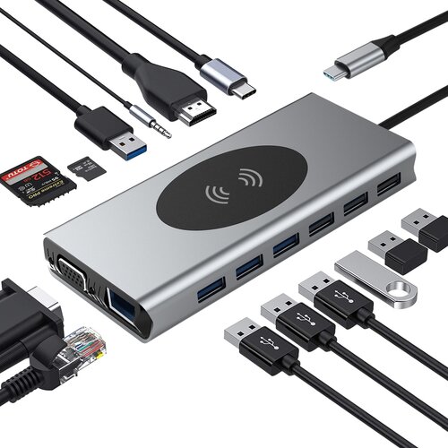 INF večfunkcijski adapter tipa c 15-v-1 s hdmi, vga, ethernet, usb c pd, (21778798) Slike