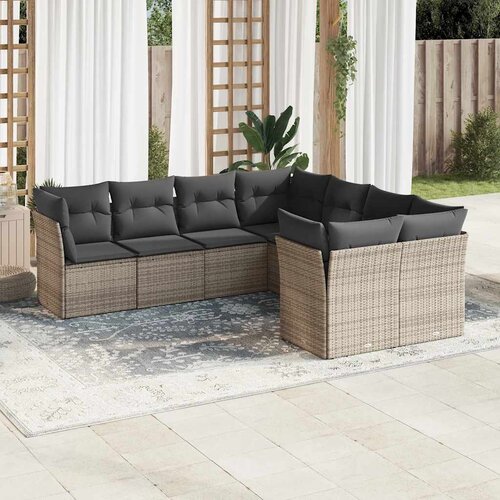  8-dijelni set vrtnih sofa od poliratana s jastucima bež Slike