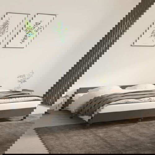 VidaXL Okvir za krevet s uzglavljem tamnosivi 180x200 cm bar&amp;scaron;unasti Slike