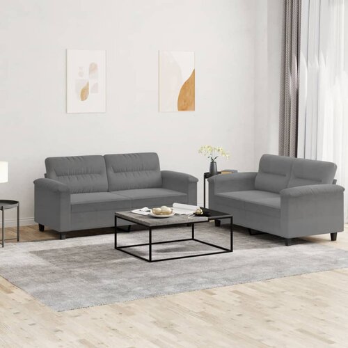  2-dijelni set sofa s jastucima tamnosivi od mikrovlakana Cene