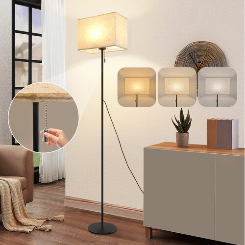 Nettlife Retro zatemnljiva LED talna svetilka iz blaga, senčnik za dnevno sobo, s povlecnim stikalom, (22148923) Cene