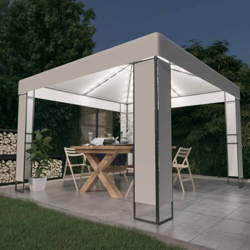 VidaXL sjenica s dva krova i LED svjetlosnim trakama 3 x 3 m bijela Slike