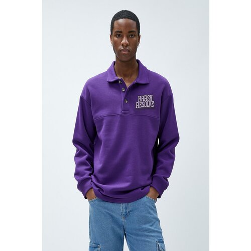 Koton Men's Eggplant Purple Sweatshirt Cene