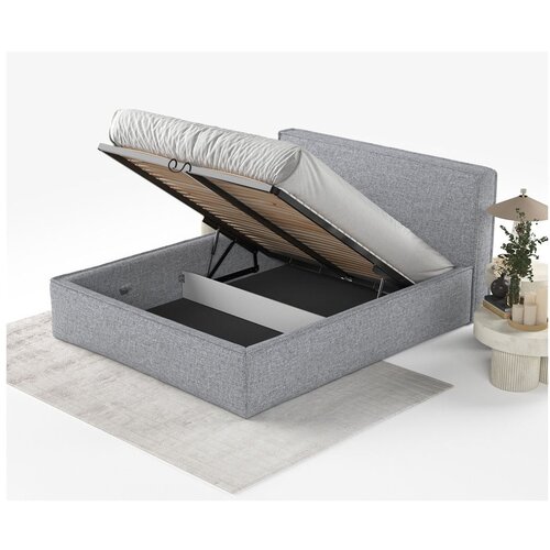 Maison de R&amp;ecirc;ve Sivi tapecirani bračni krevet s prostorom za odlaganje s podnicom 180x200 cm Lounge L &amp;ndash; Slike