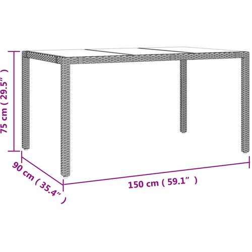  7-dijelni vrtni blagovaonski set od poliratana s jastucima bež 150 x 90 x 75 cm Slike