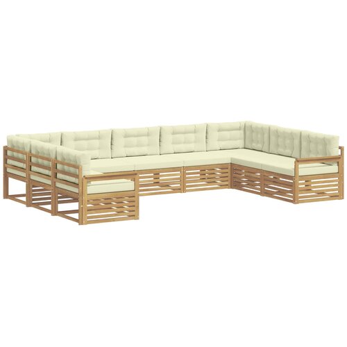 vidaXL Zunanja garnitura za sedenje z blazino 9 pcs Bela in krem, (5000281436) Cene