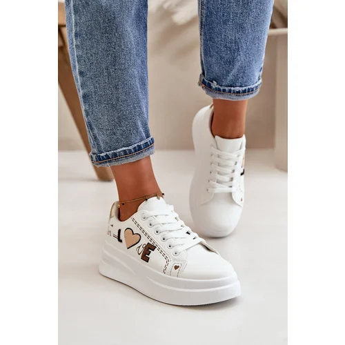 Kesi Women's platform sneakers with decorative inscription White Orlian