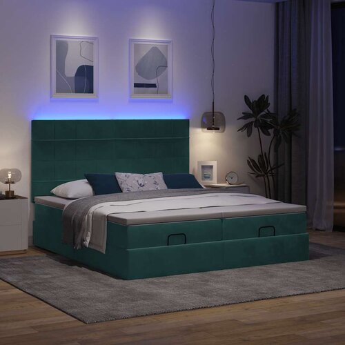 VidaXL okvir kreveta s madracima tamnozeleni 160x200cm bar&amp;scaron;unasti Slike