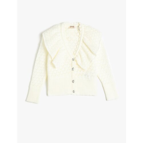 Koton Cardigan Wide Baby Collar Ruffled Openwork Buttons Slike