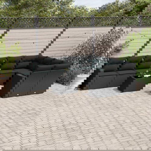 vidaXL 10-dijelni set vrtnih sofa s jastucima crni od poliratana Cijene