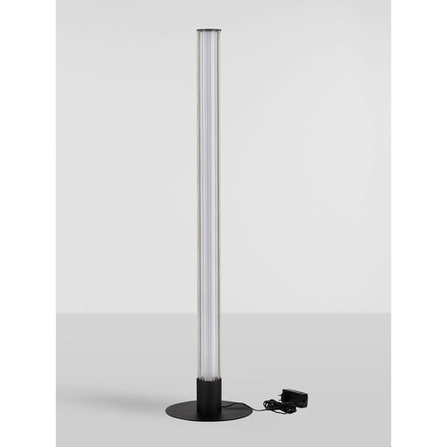 Nova Luce Mat črna aluminijasta LED zatemnitvena stoječa svetilka s steklenim senčilom (vi&amp;scaron;ina 130 cm) Glovia &amp;ndash; Slike